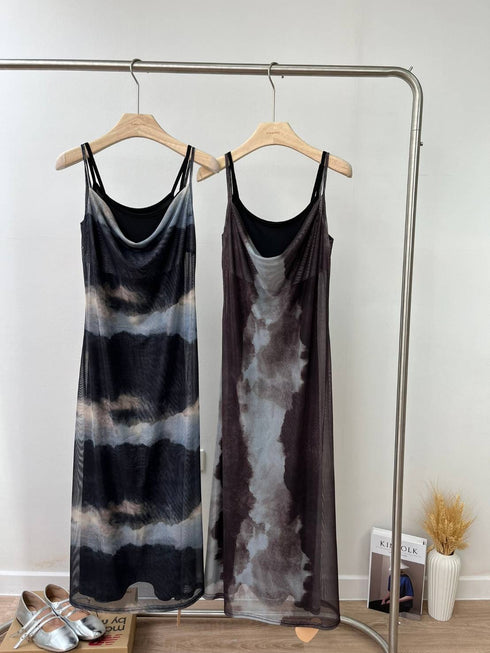 Tie Dye Sleeveless Long Slip Dresses